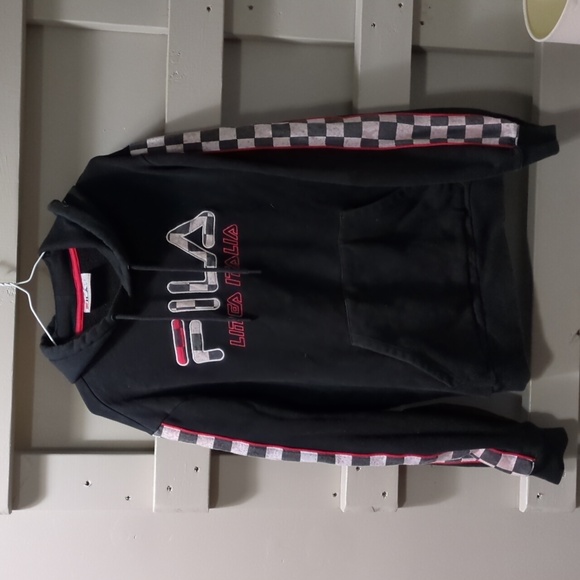 Fila Linea Italia Pullover Hoodie with Checkered Sleeves - Picture 1 of 6
